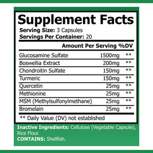 OPA Nutrition Ultra Joint Flex Supplement Facts panel showing serving size and amounts per serving