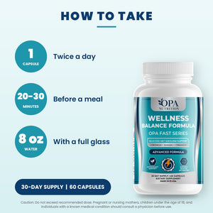 OPA Nutrition Wellness Balance Formula suggested use directions for veggie capsules
