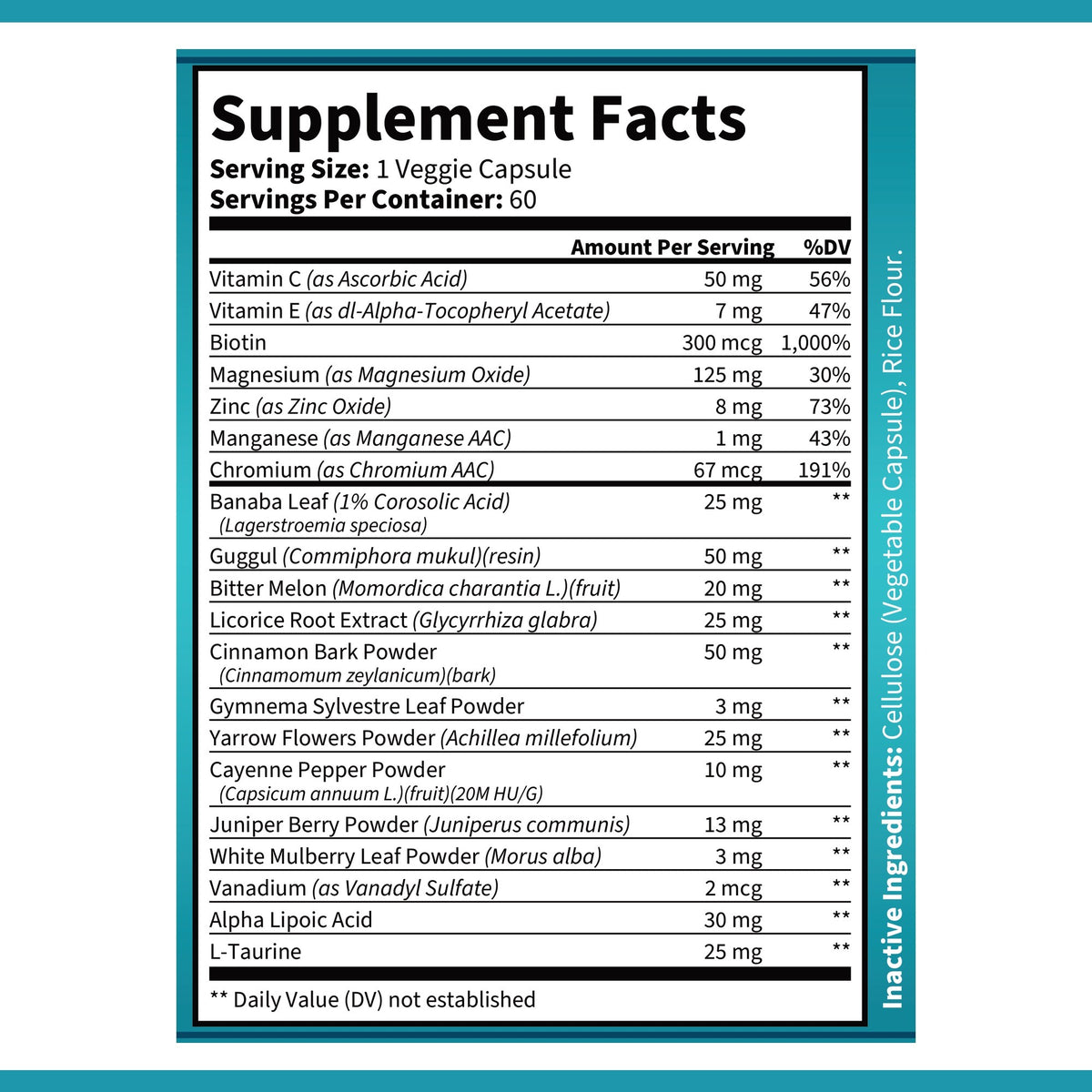 OPA Nutrition Wellness Balance Formula Supplement Facts panel showing serving size and amounts per serving