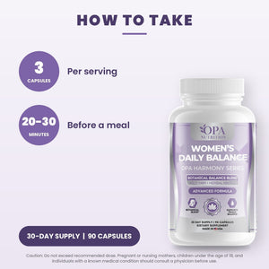 OPA Women’s Daily Balance how to take: 3 capsules 20–30 minutes before a meal