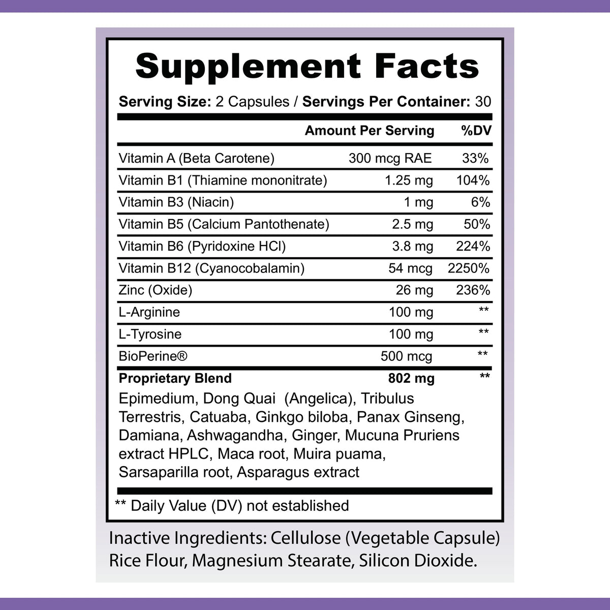 OPA Nutrition Women's Vitality Supplement Facts panel showing serving size and amounts per serving