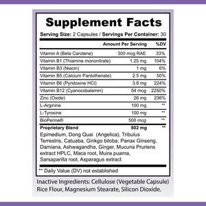 OPA Nutrition Women's Vitality Supplement Facts panel showing serving size and amounts per serving
