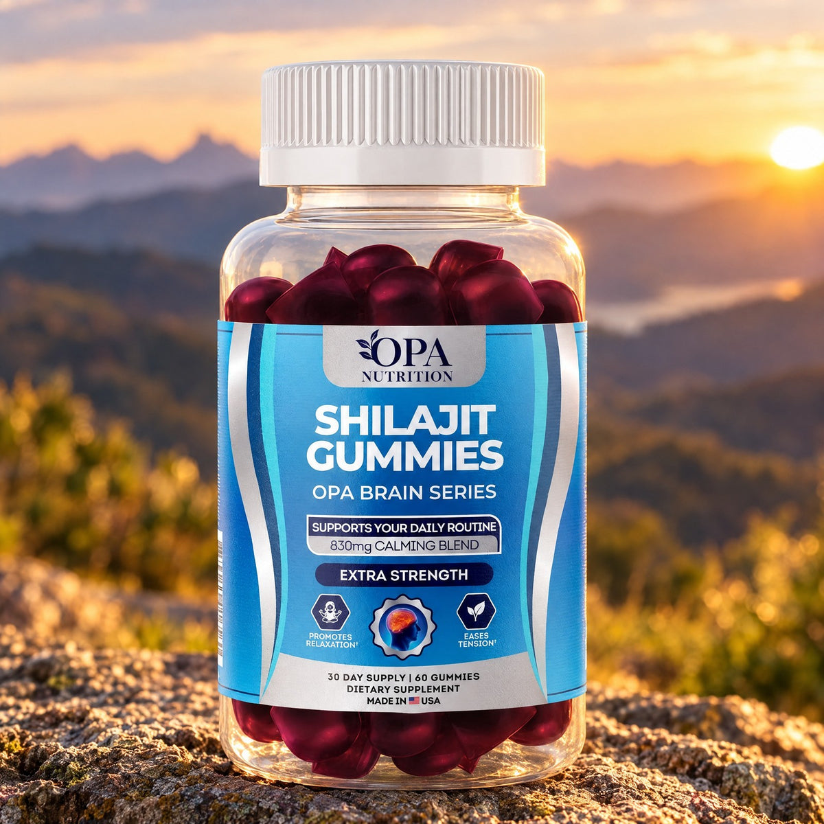 OPA Shilajit Gummies with Ashwagandha, 60 gummies